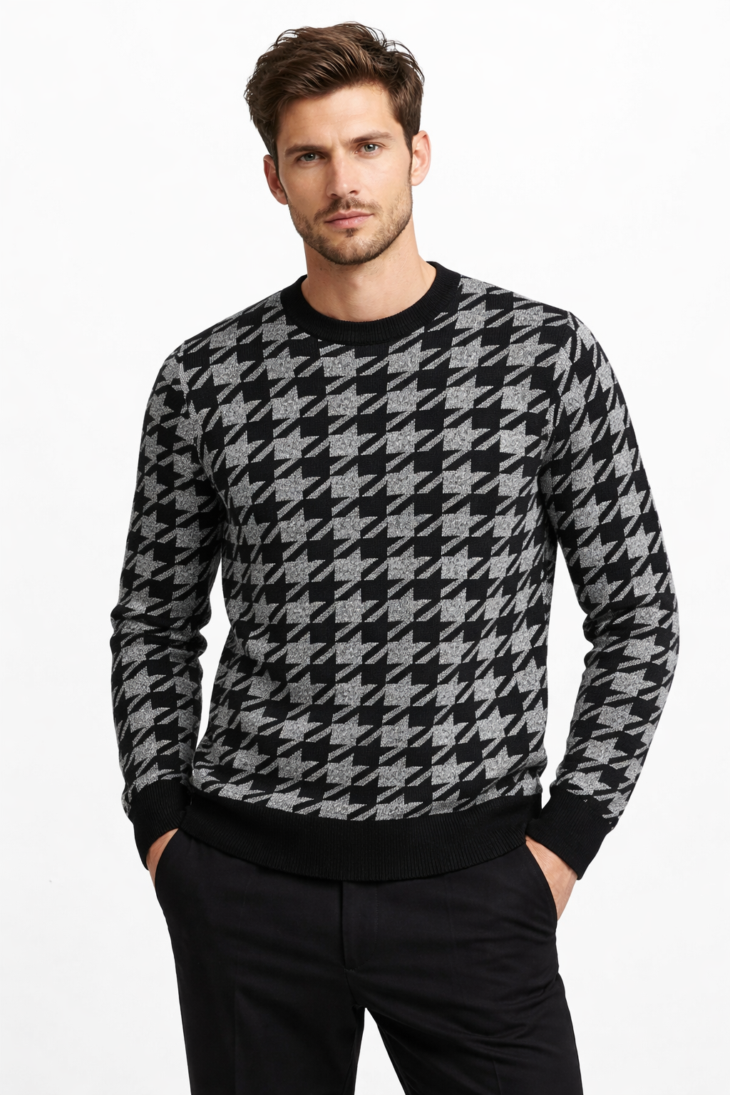 Mens gray and black pattern sweater (Last Chance)