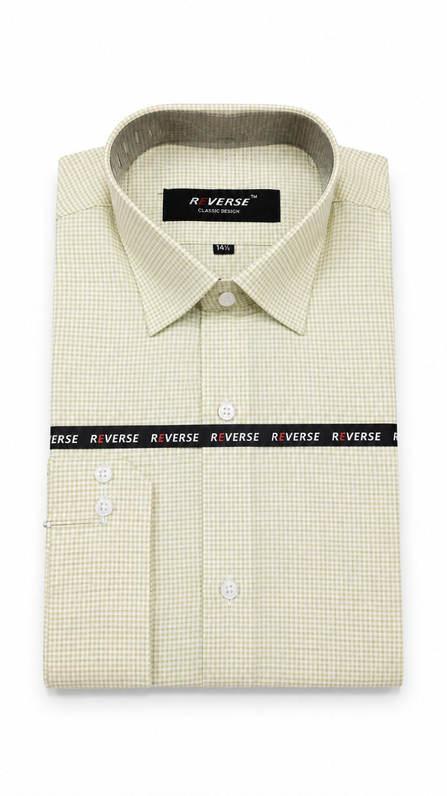 Men’s Light Green & White Check Formal Shirt