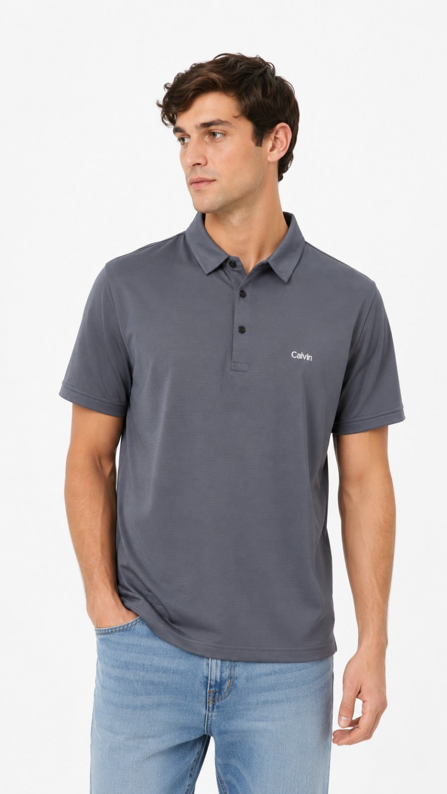 Men’s Charcoal Grey Embroidered Polo Shirt