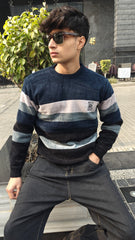 Mens blue green gray lining sweater