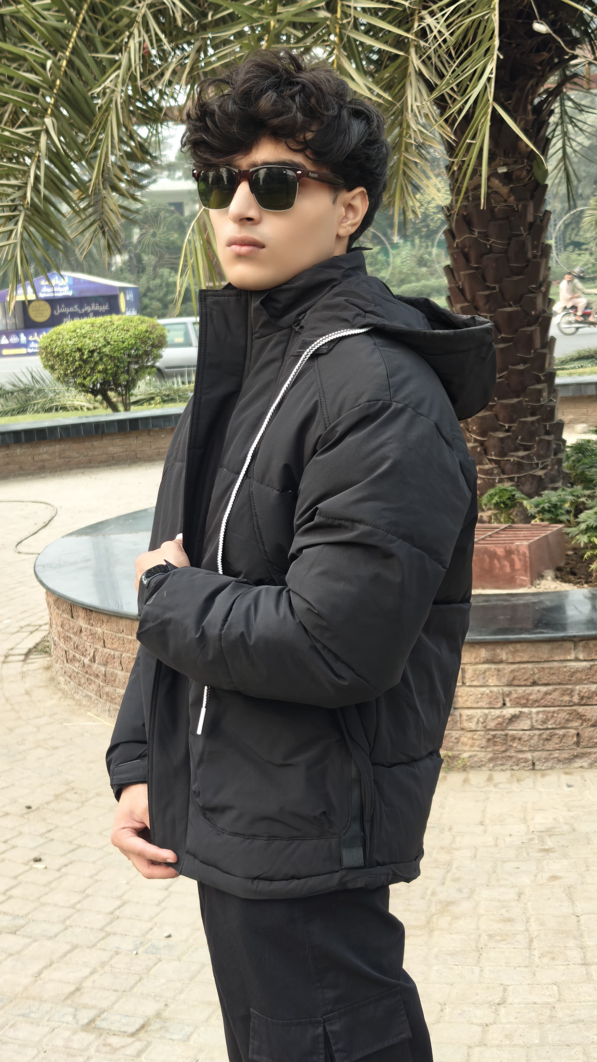 Men's black imported puffer jacket