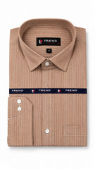 Men’s Cream Beige Stripe Formal Shirt