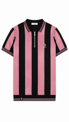 Men's Pink & Black Vertical Striped Polo Shirt