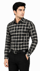 Men’s Black & Grey Check Pattern Formal Shirt
