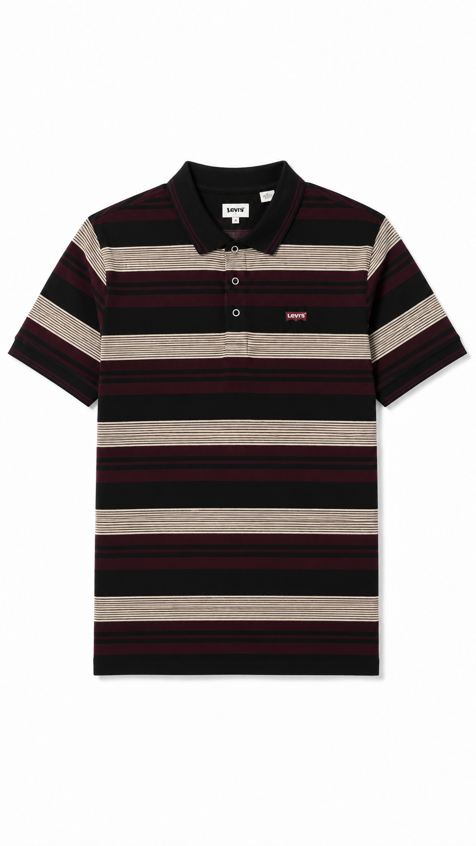 Mens Maroon Horizontal Striped Polo Shirt