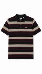 Mens Maroon Horizontal Striped Polo Shirt