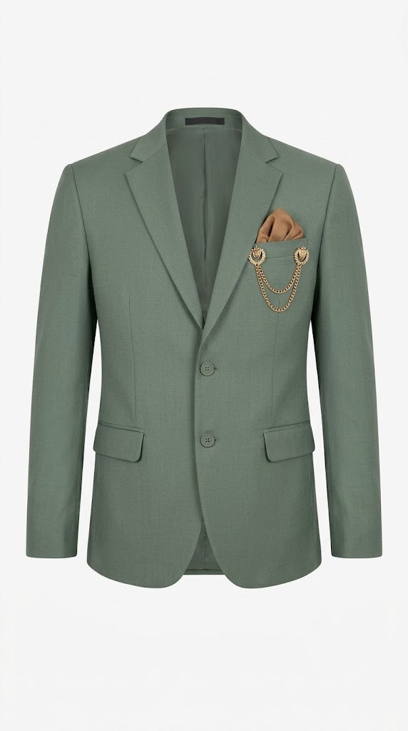 Men's Sage Green Suiting Imported Casual Coat