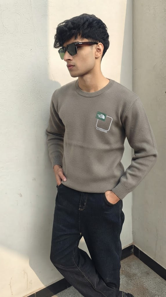 Mens Imported Rabbit Wool Sweater Honggege Brown