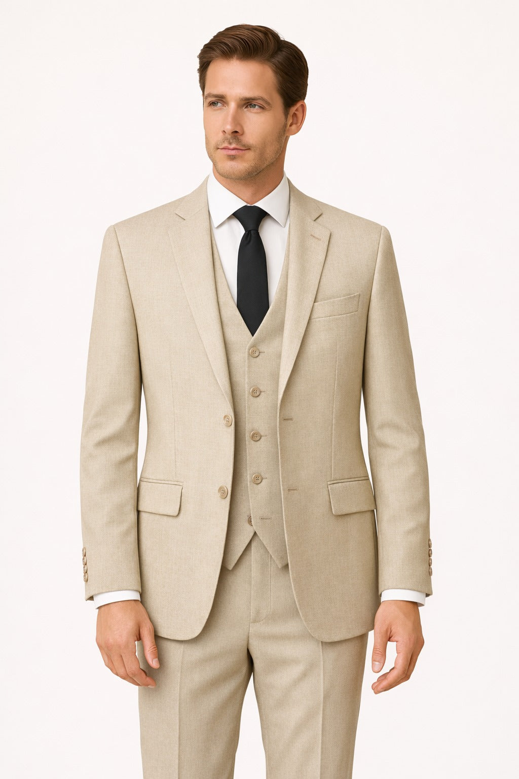 Men’s Light Beige 3 Piece Suit