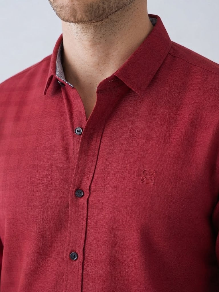 Mens Maroon Checks Casual shirt