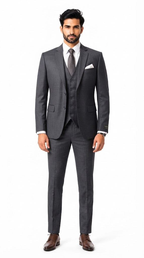 Mens Charcoal Gray 3 Pc Suit