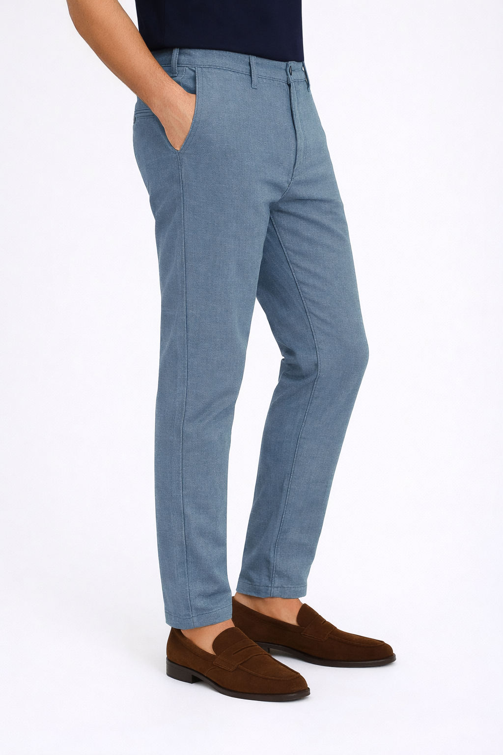 Men’s Sapphire blue textured Cotton Pant