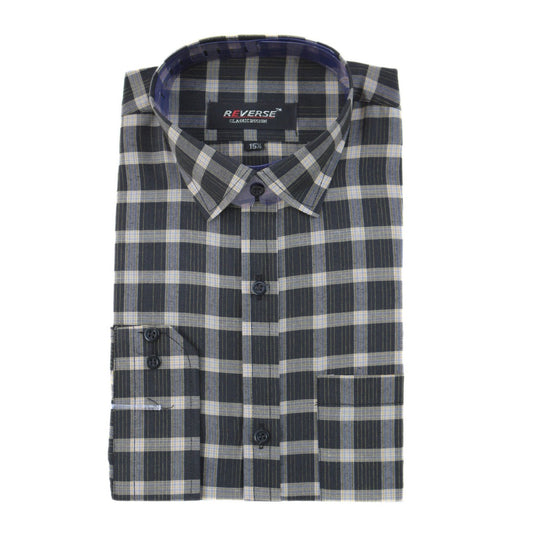 Men’s black and beige checkered formal shirt