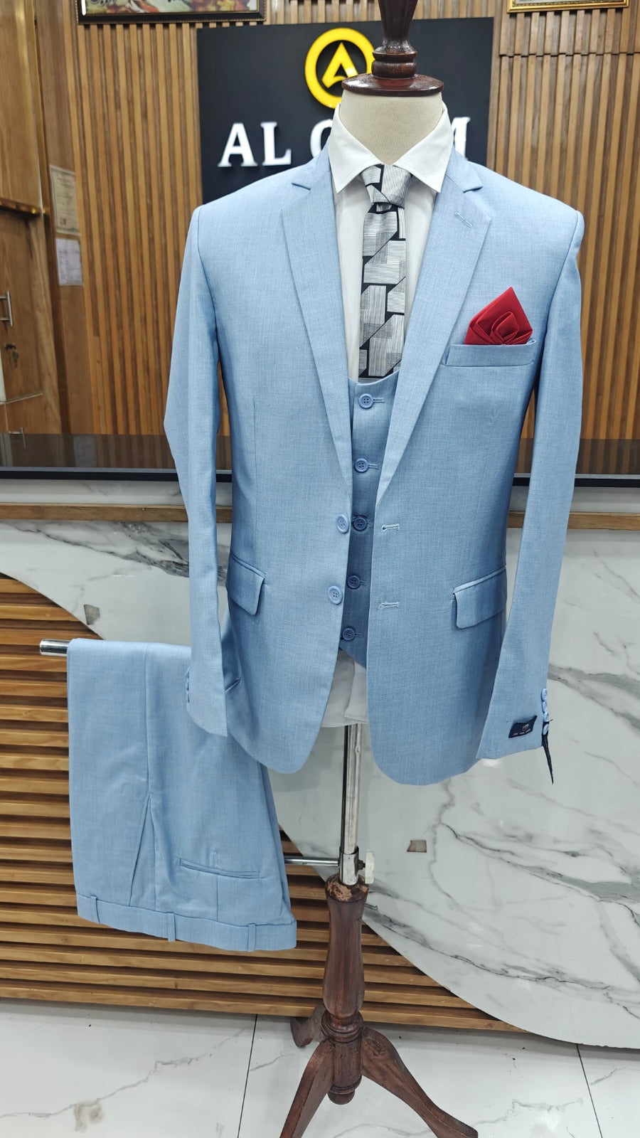Men's sky blue 3 piece