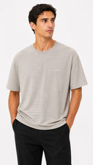Men’s Light Grey Horizontal Pinstripe Cartier Logo T-Shirt