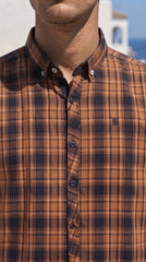 Mens Brown Check Imported Casual Shirt