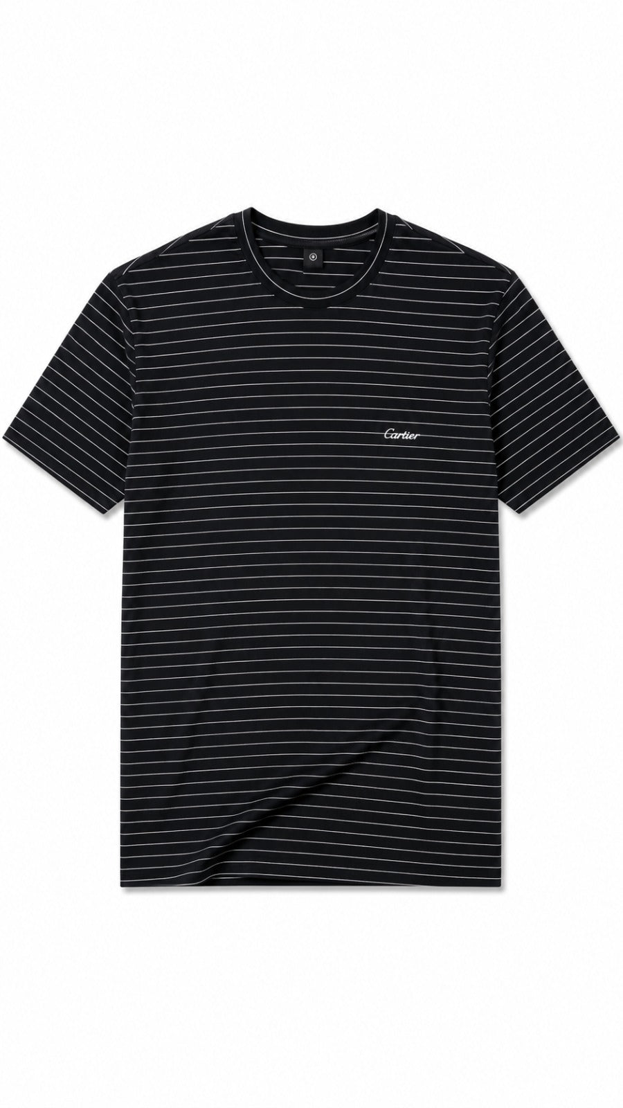 Men’s Black Horizontal Pinstripe Cartier Logo T-Shirt