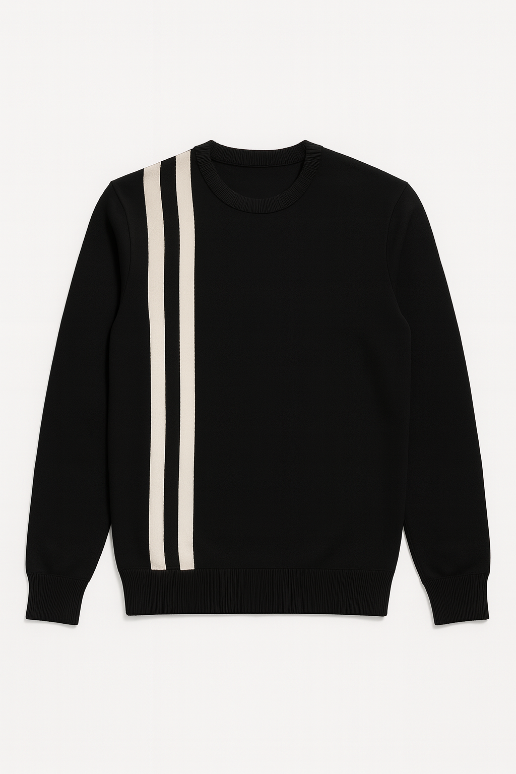 Men stripe wool Black sweater