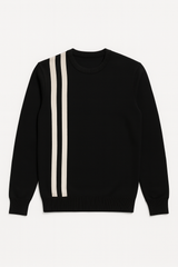 Men stripe wool Black sweater