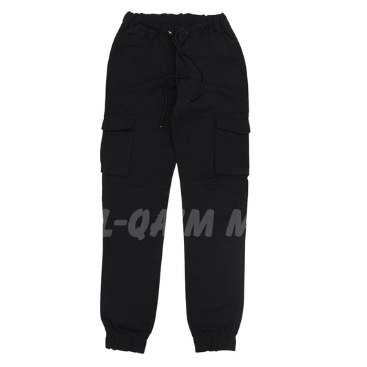 Men’s jet black cotton cargo trouser