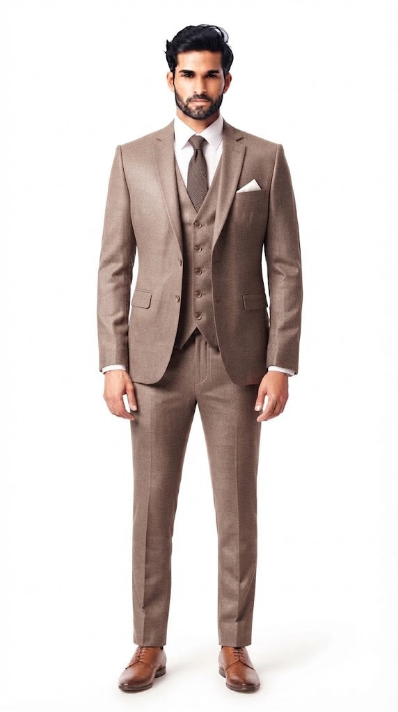 Mens Light Brown 3 Pc Suit