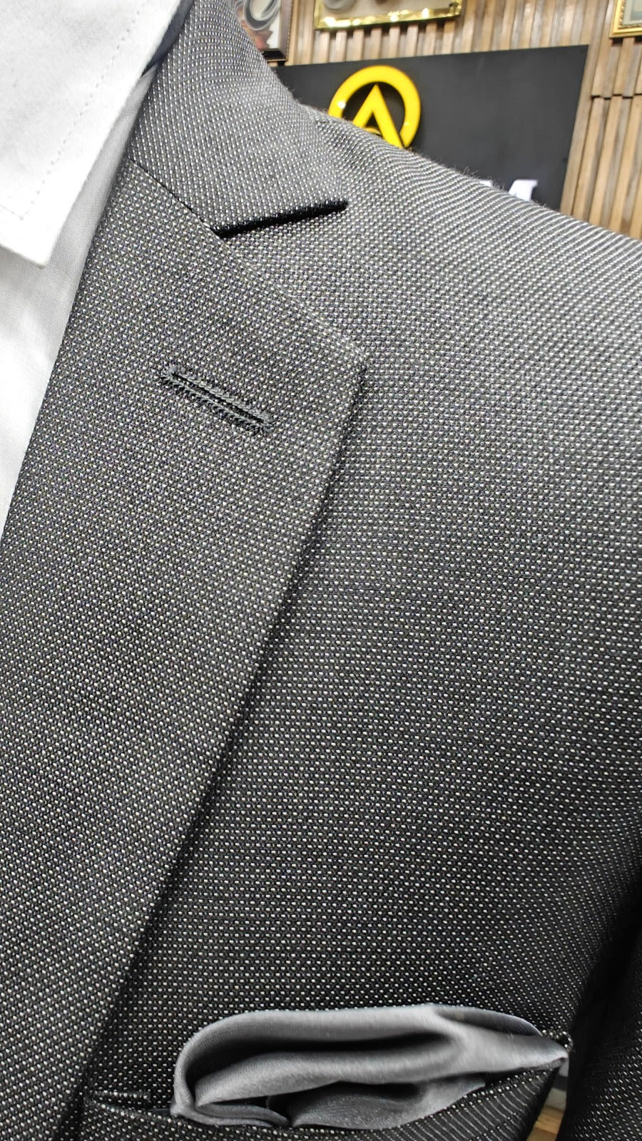 Men's black textured 3 piece
