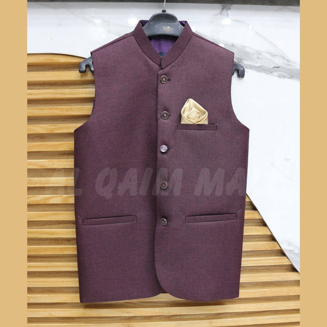 MENS MAHROON SUITING WAISTCOAT