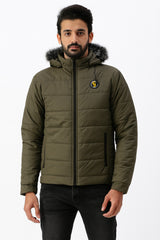 Men’s Commando Green Fur Hood Puffer Jacket