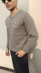 Mens Imported Rabbit Wool Sweater Honggege Brown
