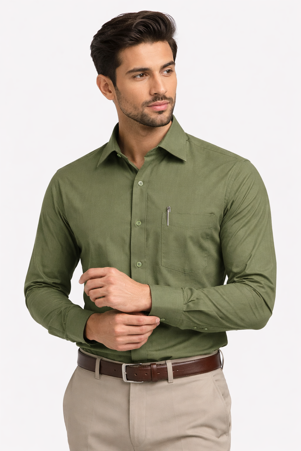 Mens olive green formal shirt