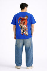 Mens Royal Blue CR7 Typography Print Downshoulder T-shirt
