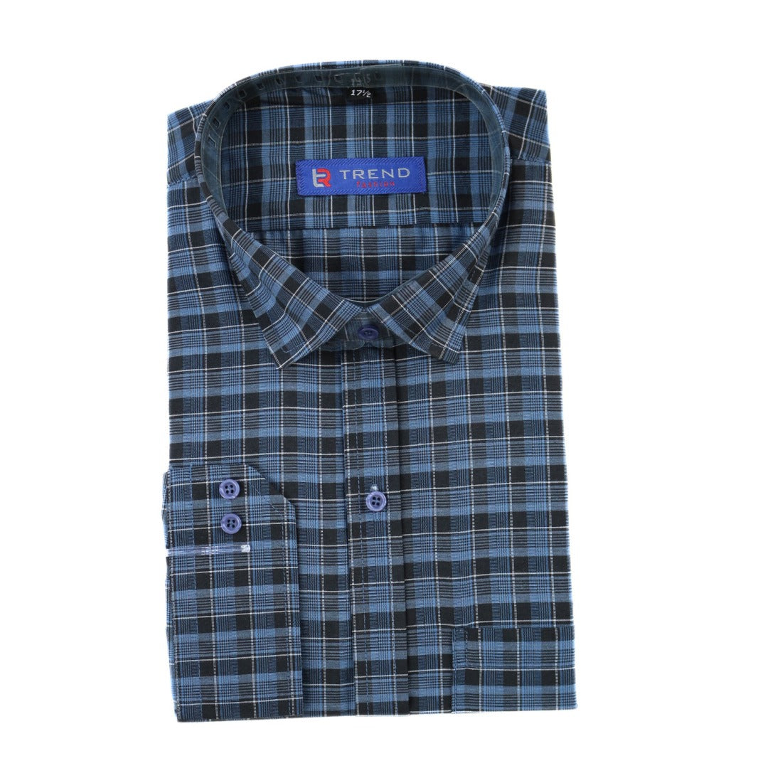 Men’s blue and black checkered (oversized) formal shirt