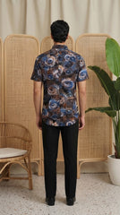 Mens Blue Brown Printed Imported Casual Shirt