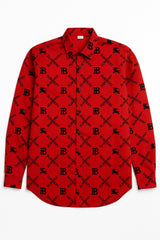 Men’s Imported Regal Pattern velvet emboss casual shirt