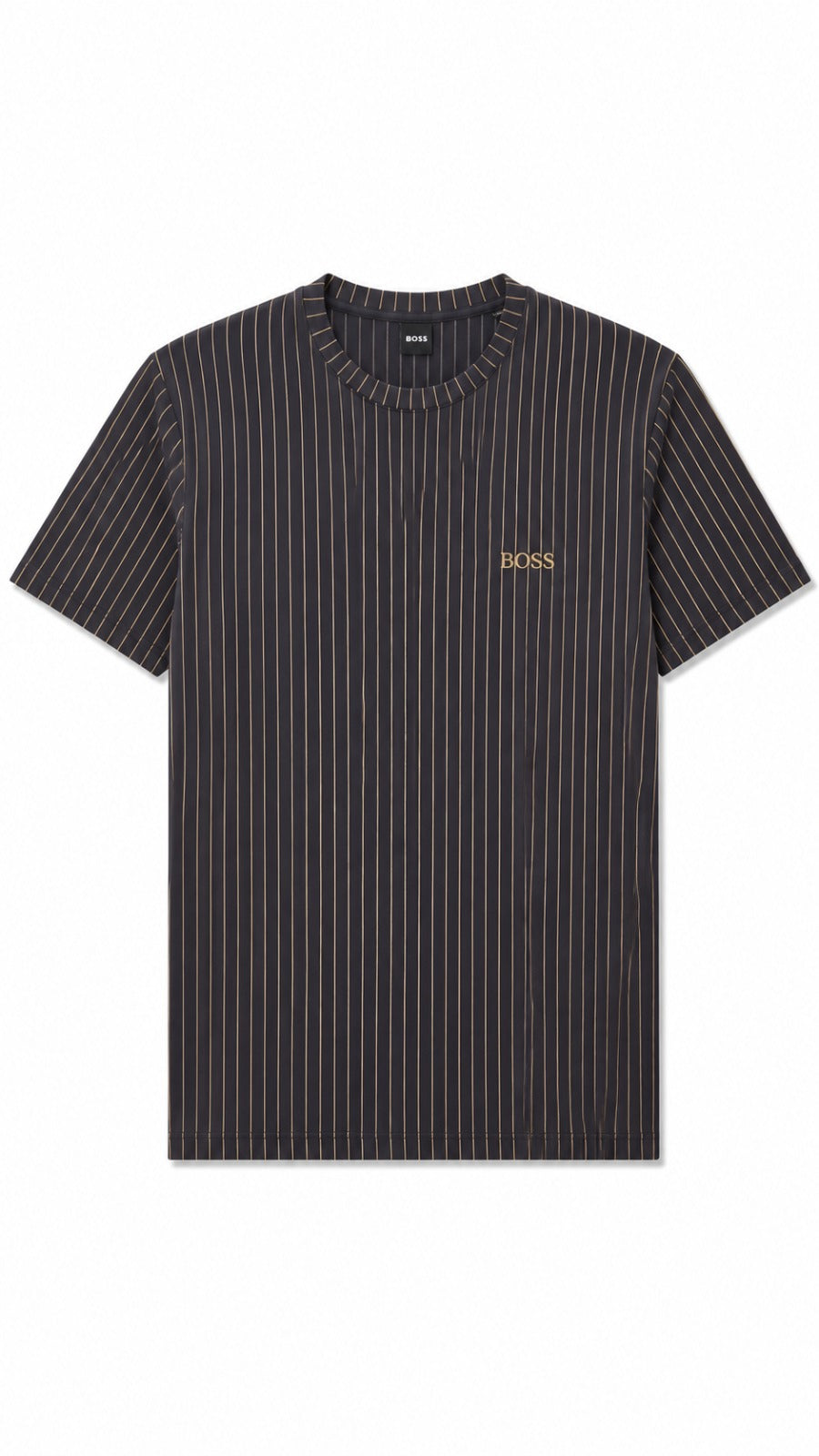 Men’s Charcoal Black Gold Vertical Pinstripe BOSS Logo T-Shirt