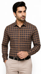 Men’s Coffee Brown Check Formal Shirt