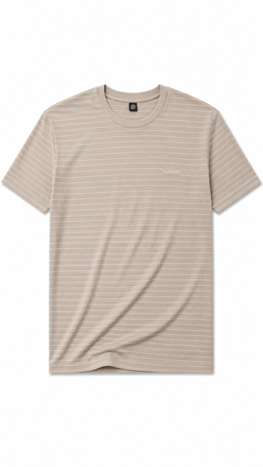 Men’s Light Beige Horizontal Pinstripe Cartier Logo T-Shirt