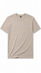 Men’s Light Beige Horizontal Pinstripe Cartier Logo T-Shirt
