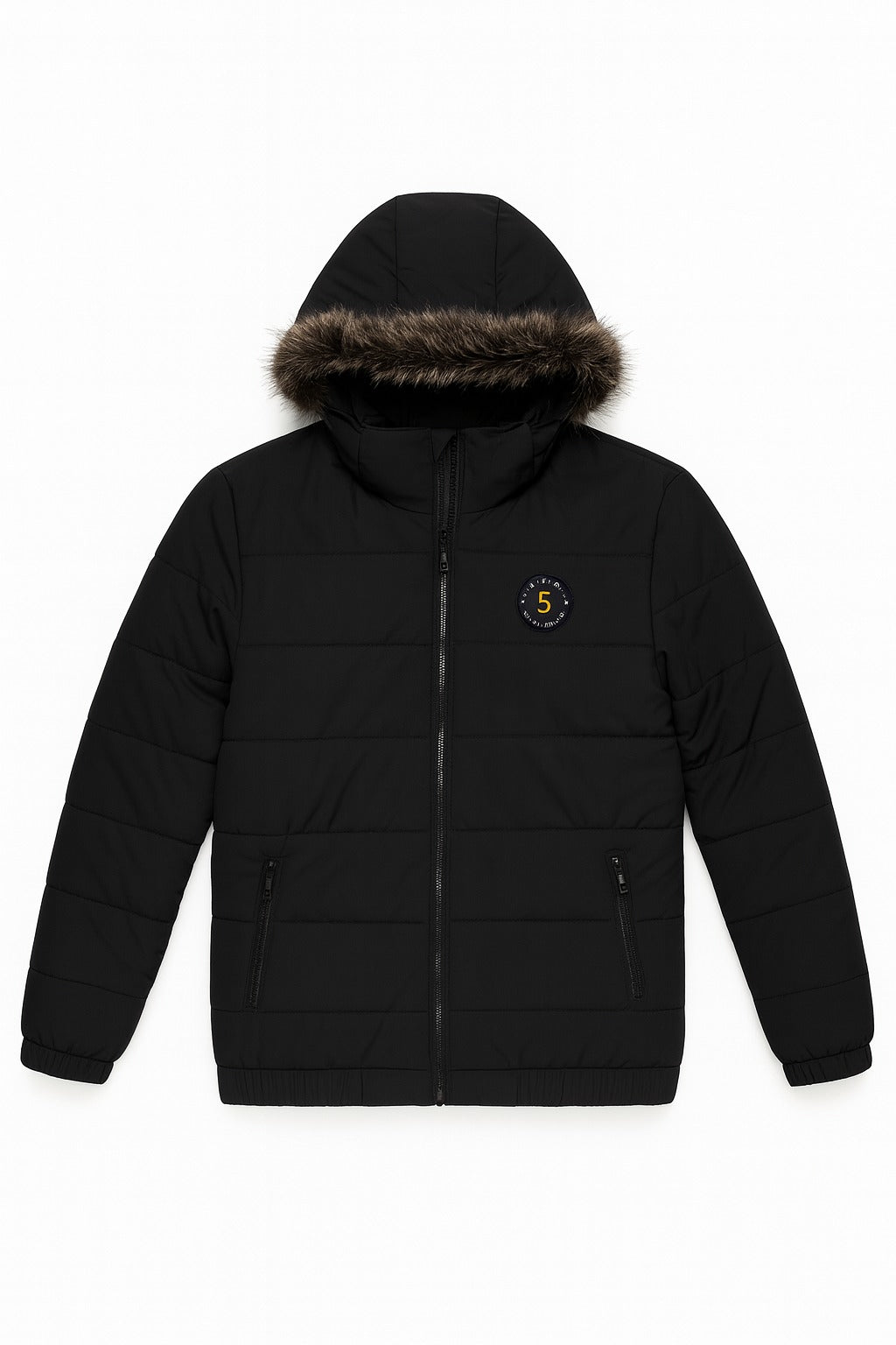 Men’s Black Fur Hood Puffer Jacket