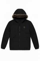 Men’s Black Fur Hood Puffer Jacket