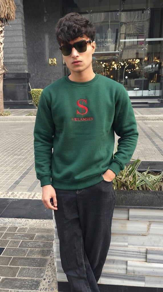 Mens Imported Rabbit Wool Sweater Green S