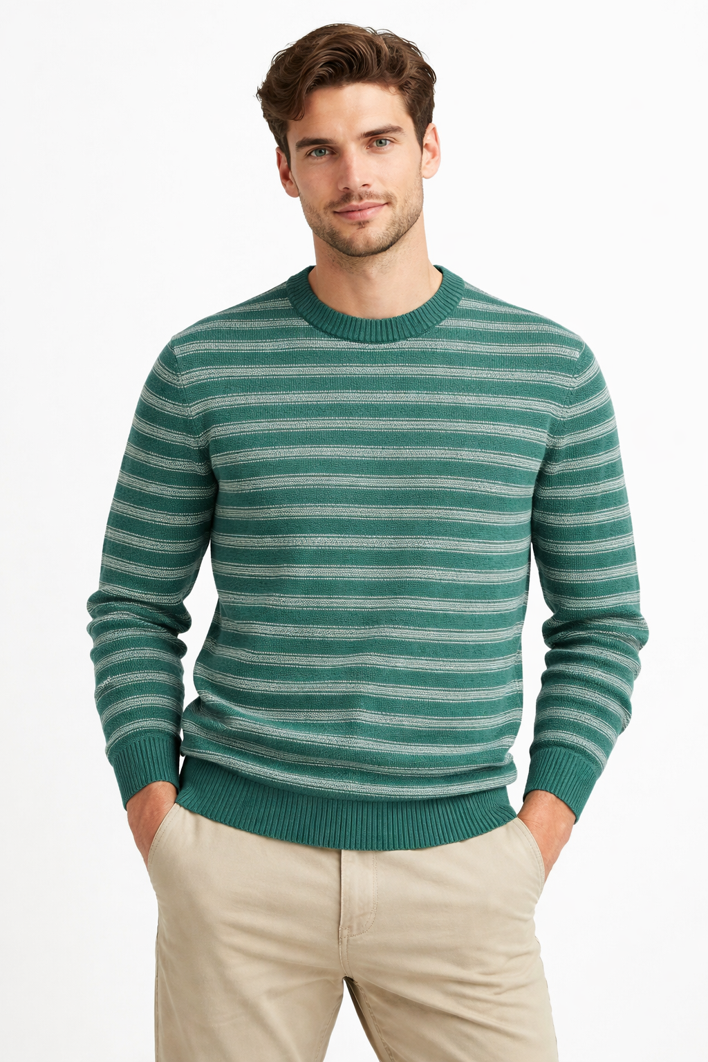 Mens green and white sweater (Last Chance)
