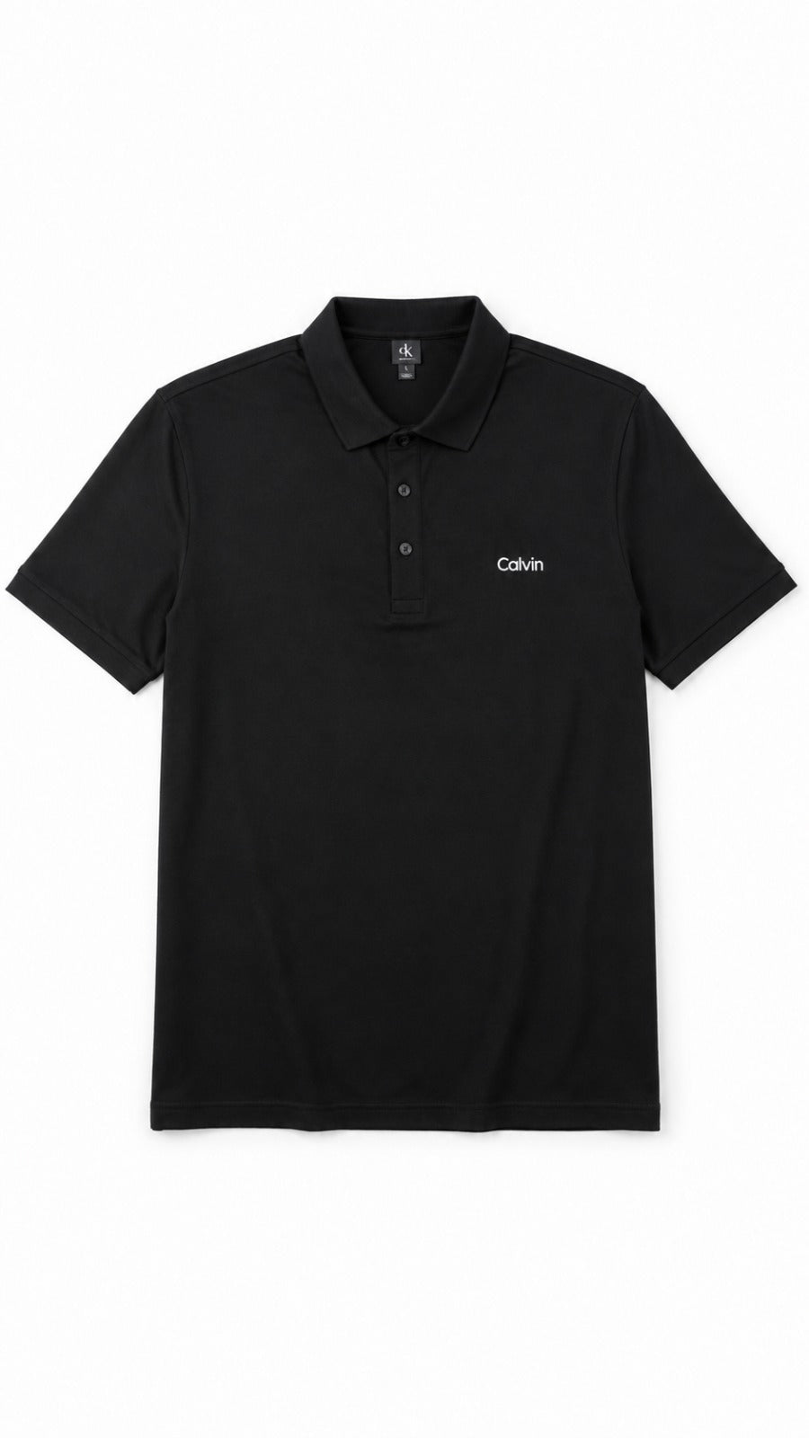 Men’s Black Solid Embroidered Logo Polo Shirt