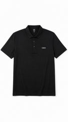 Men’s Black Solid Embroidered Logo Polo Shirt