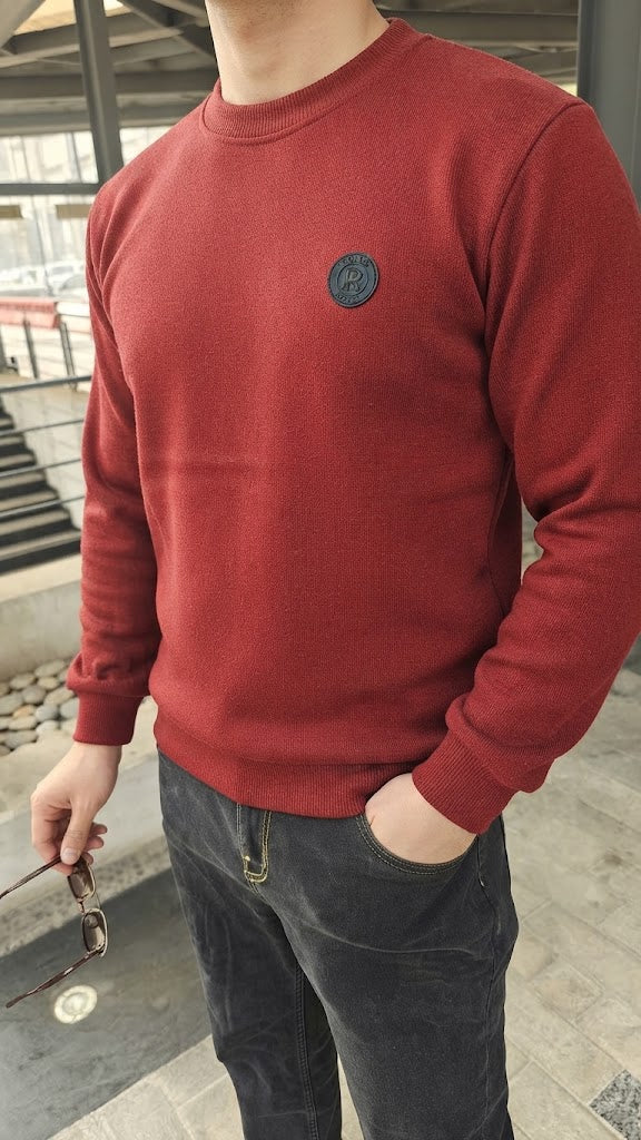 Mens Rust Imported Rabbit Wool Sweater