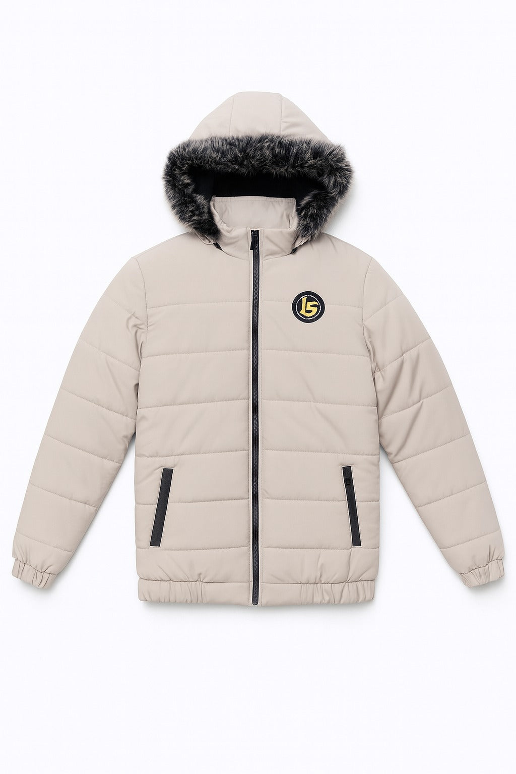 Men’s Off White Fur Hood Puffer Jacket