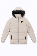 Men’s Off White Fur Hood Puffer Jacket