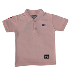 Boys tea pink embroidered polo shirt