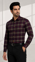 Men’s Maroon Check Formal Shirt