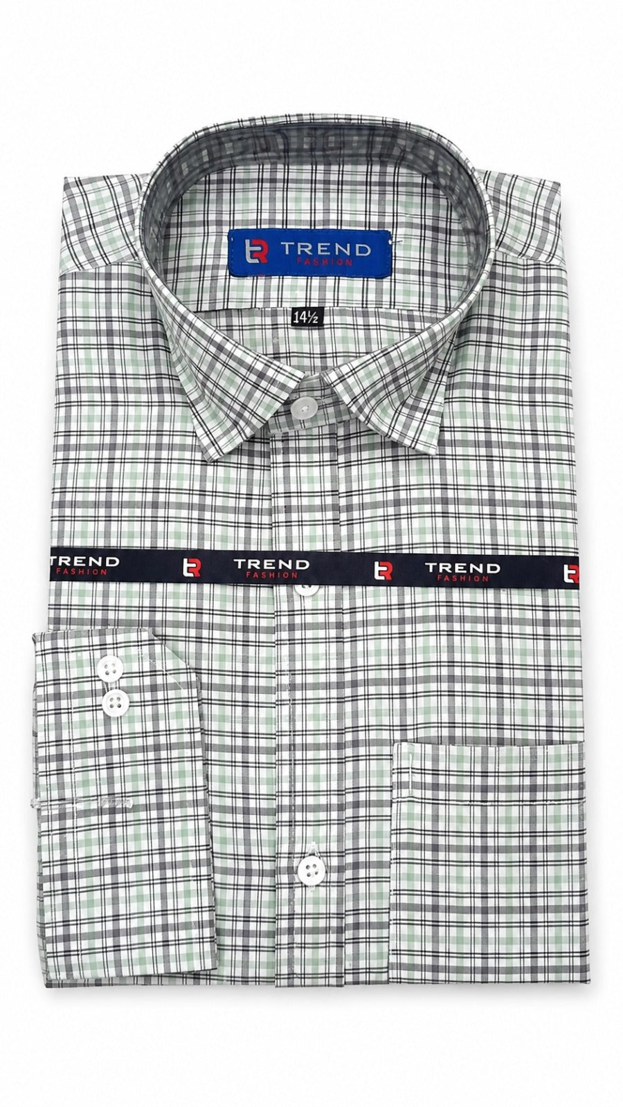 Men’s White Green Check Formal Shirt